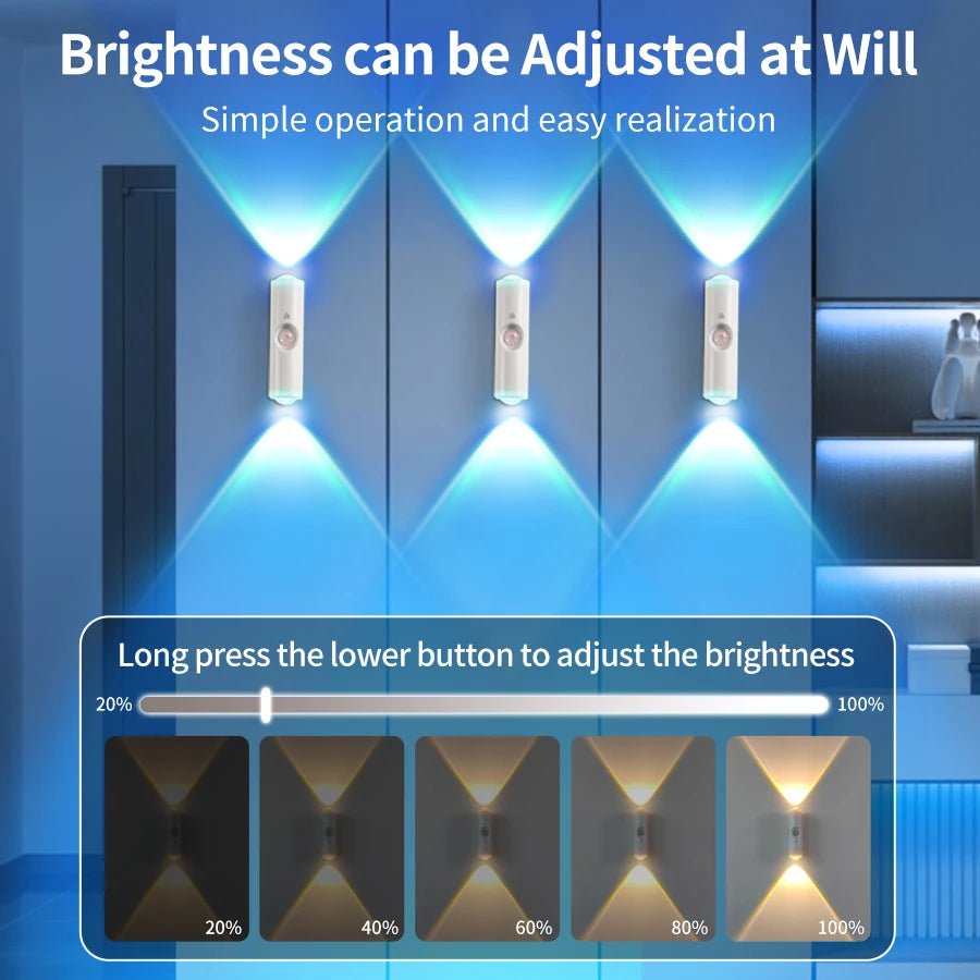 Smart RGB Gradient Wall Light Motion Sensor Magnetic Rechargeable Wall Sunset Lamp - Omystec