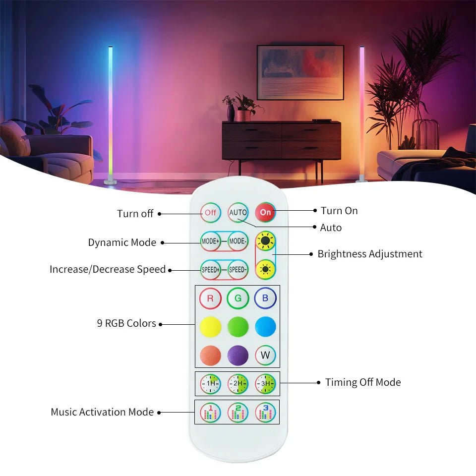 Smart RGB LED Floor Lamp Remote/Switch/APP Control USB Music Sync - Omystec