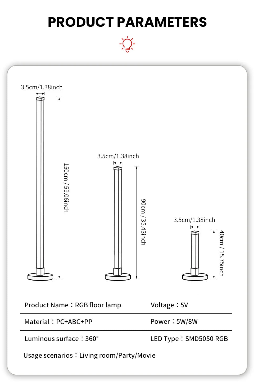 Smart RGB LED Floor Lamp Remote/Switch/APP Control USB Music Sync - Omystec