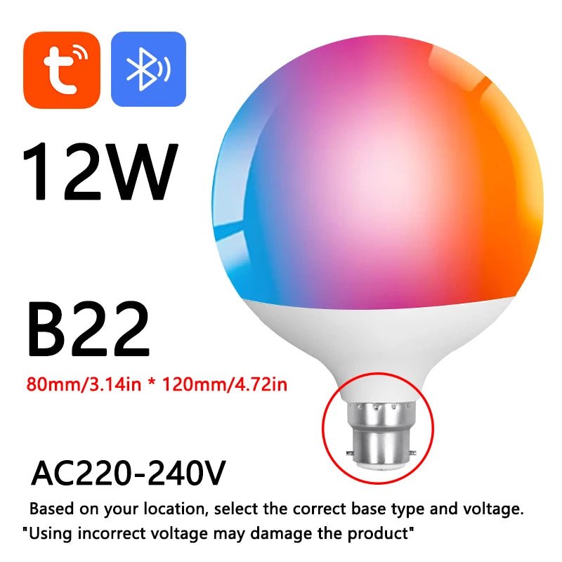 Tuya Bluetooth LED bulb RGBCW color changing light intelligent life APP group control timing - Omystec