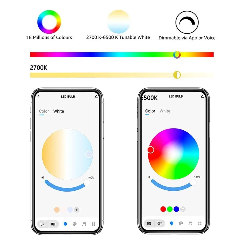 Tuya Bluetooth LED bulb RGBCW color changing light intelligent life APP group control timing - Omystec