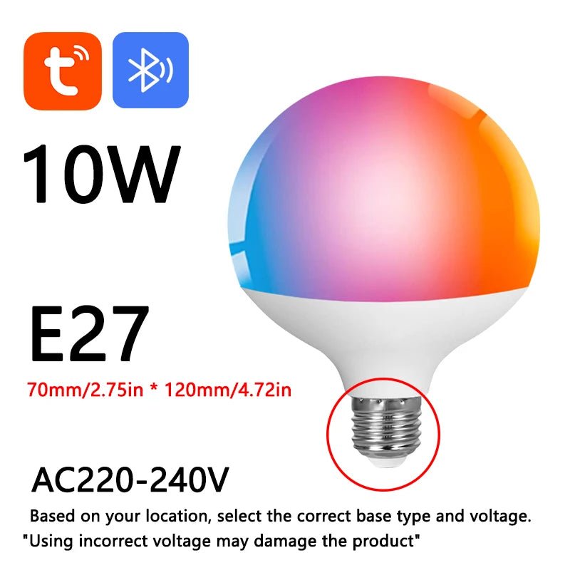 Tuya Bluetooth LED bulb RGBCW color changing light intelligent life APP group control timing - Omystec