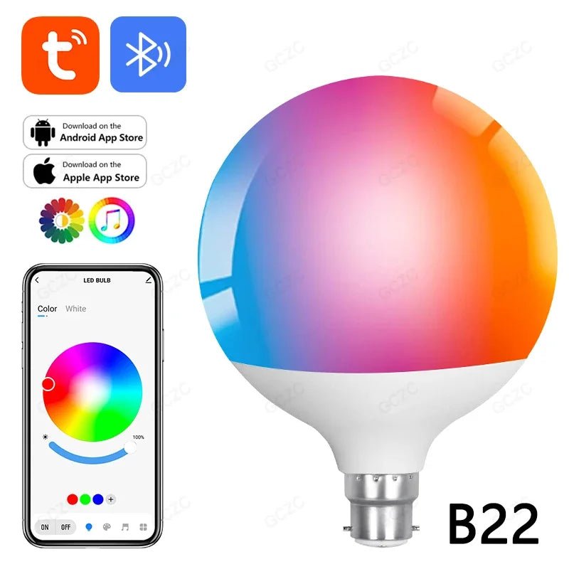 Tuya Bluetooth LED bulb RGBCW color changing light intelligent life APP group control timing - Omystec