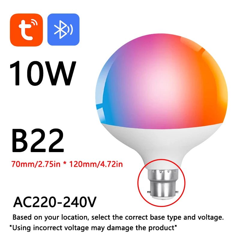 Tuya Bluetooth LED bulb RGBCW color changing light intelligent life APP group control timing - Omystec