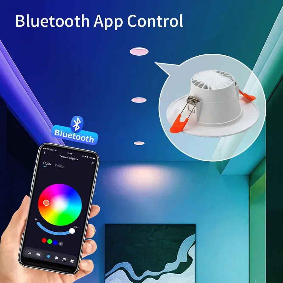 Tuya Smart Led Downlight Smart Life Bluetooth App Dimmable RGB Ceiling Lamp - Omystec