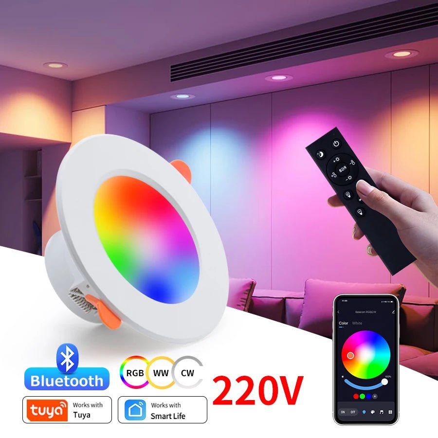 Tuya Smart Led Downlight Smart Life Bluetooth App Dimmable RGB Ceiling Lamp - Omystec
