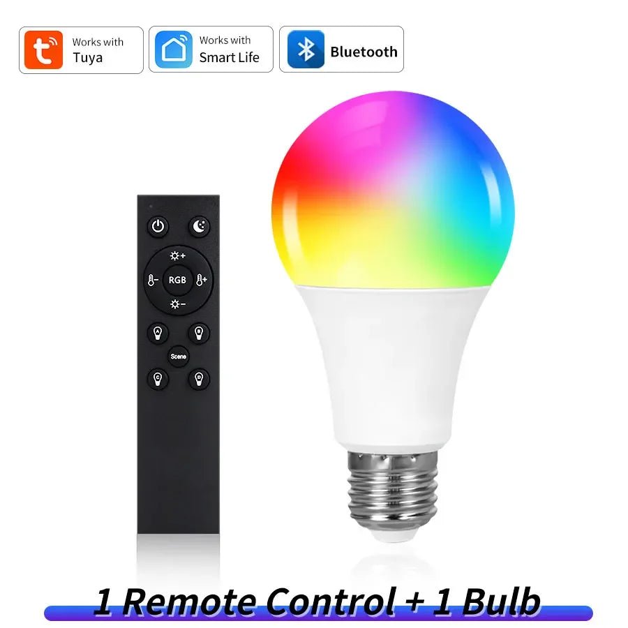 Tuya Smart LED Light Bulb Bluetooth RF Remote Group Control Smart Life RGB Spotlight - Omystec