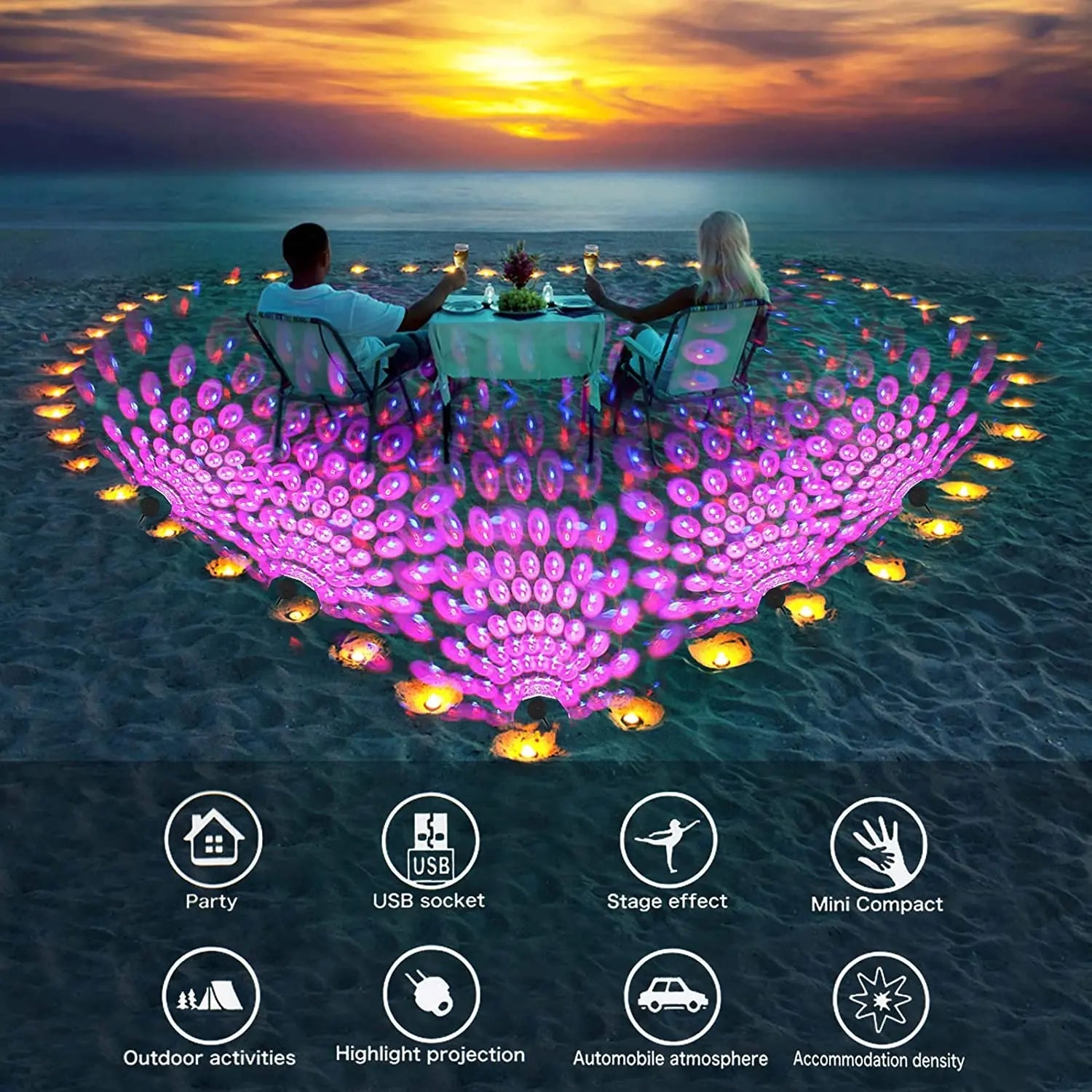 USB Sound Music Rhythm Magic Stage Effect Projection Lamp LED Night Light - Omystec