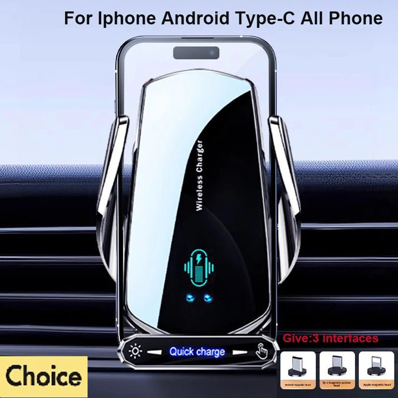 Wireless Charger For Car Mobile Cell Phone Holder Auto Clamping - Omystec