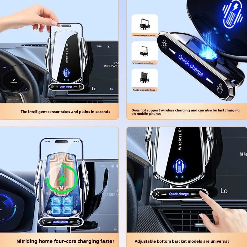 Wireless Charger For Car Mobile Cell Phone Holder Auto Clamping - Omystec