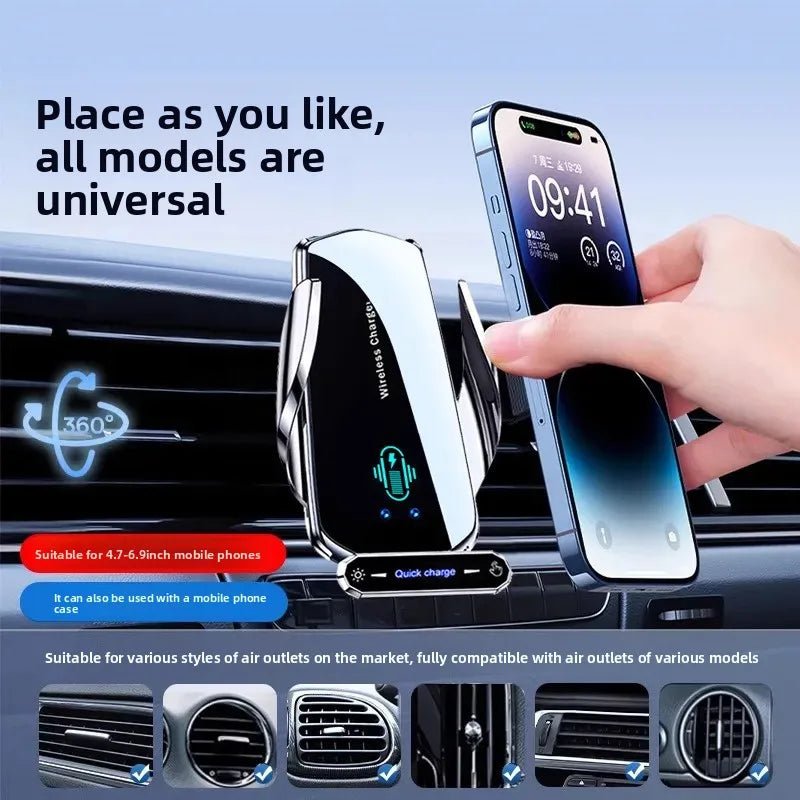 Wireless Charger For Car Mobile Cell Phone Holder Auto Clamping - Omystec
