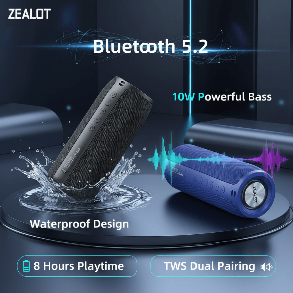 ZEALOT - S51 Powerful Bluetooth Speaker Bass Wireless Waterproof - Omystec
